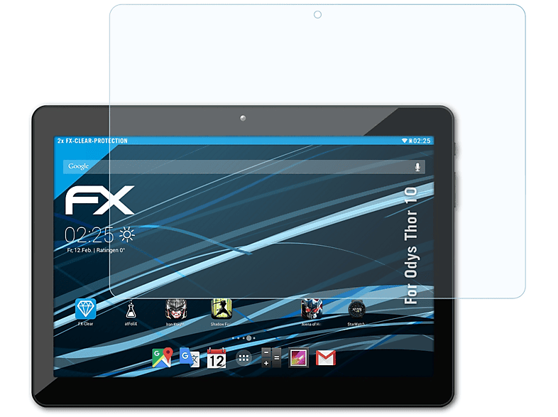 ATFOLIX 2x FX-Clear Displayschutz(für Odys Thor 10)