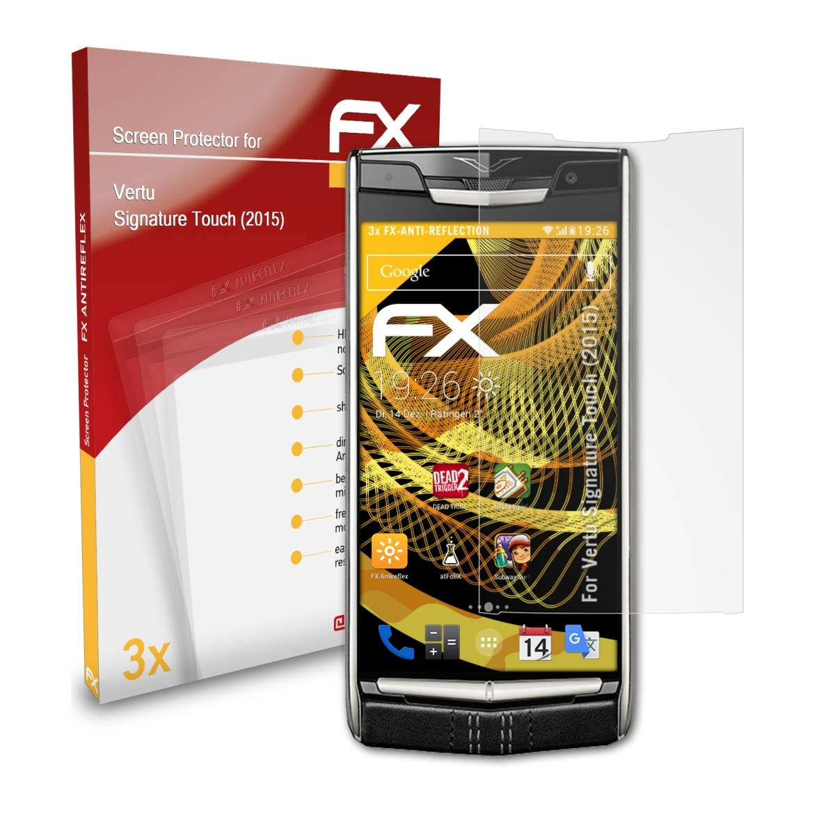 Signature FX-Antireflex Vertu (2015)) Touch Displayschutz(für 3x ATFOLIX
