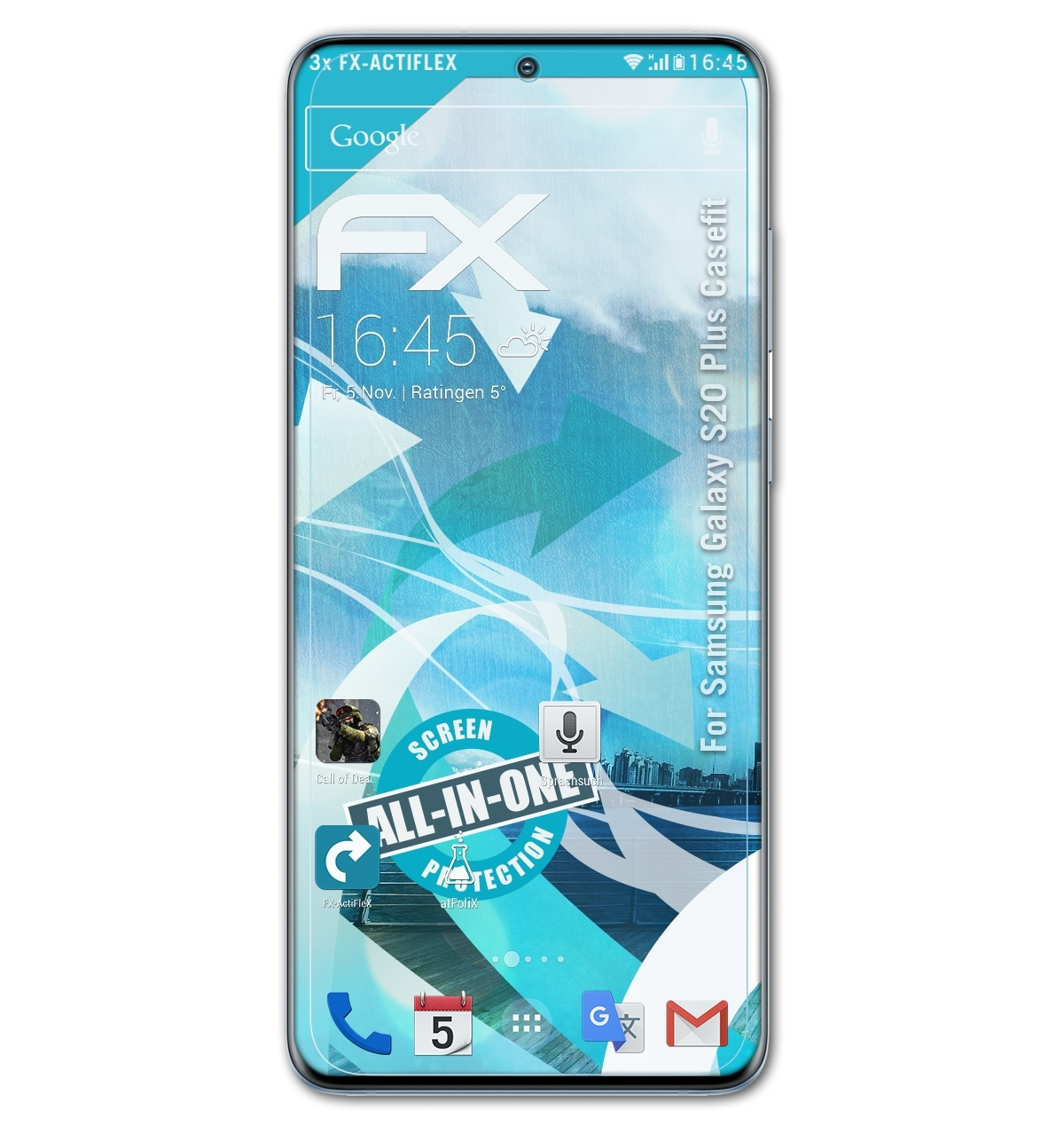 ATFOLIX 3x FX-ActiFleX S20 Displayschutz(für Samsung Galaxy Plus (Casefit))