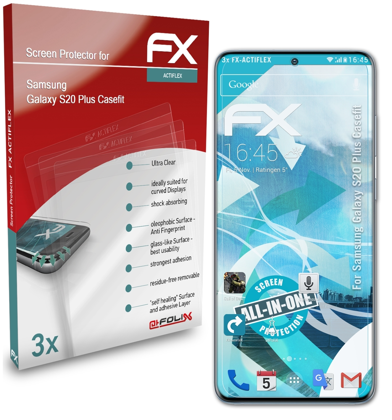FX-ActiFleX ATFOLIX Samsung Galaxy 3x Plus (Casefit)) Displayschutz(für S20