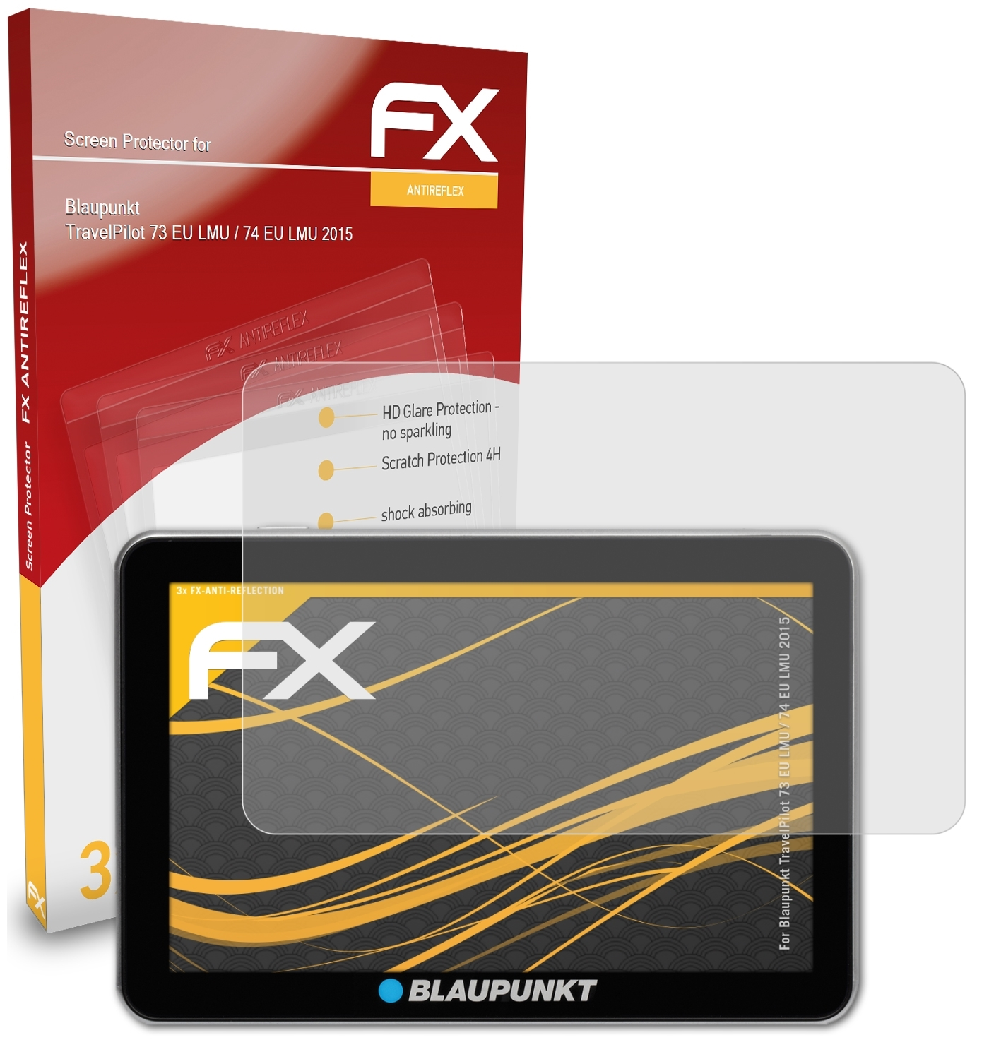 ATFOLIX 3x FX-Antireflex Displayschutz(für Blaupunkt / LMU (2015)) EU 73 TravelPilot 74 LMU EU