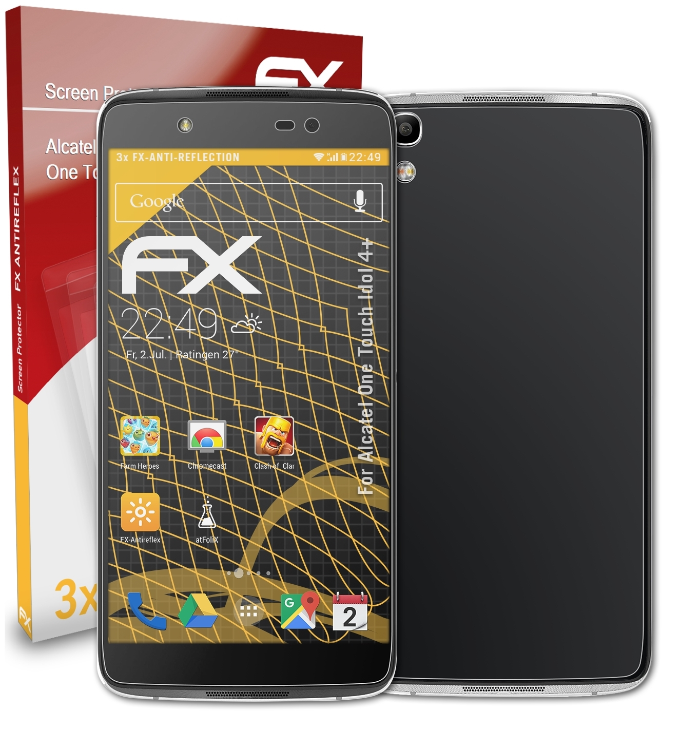 ATFOLIX 3x FX-Antireflex Touch 4+) Idol Displayschutz(für One Alcatel
