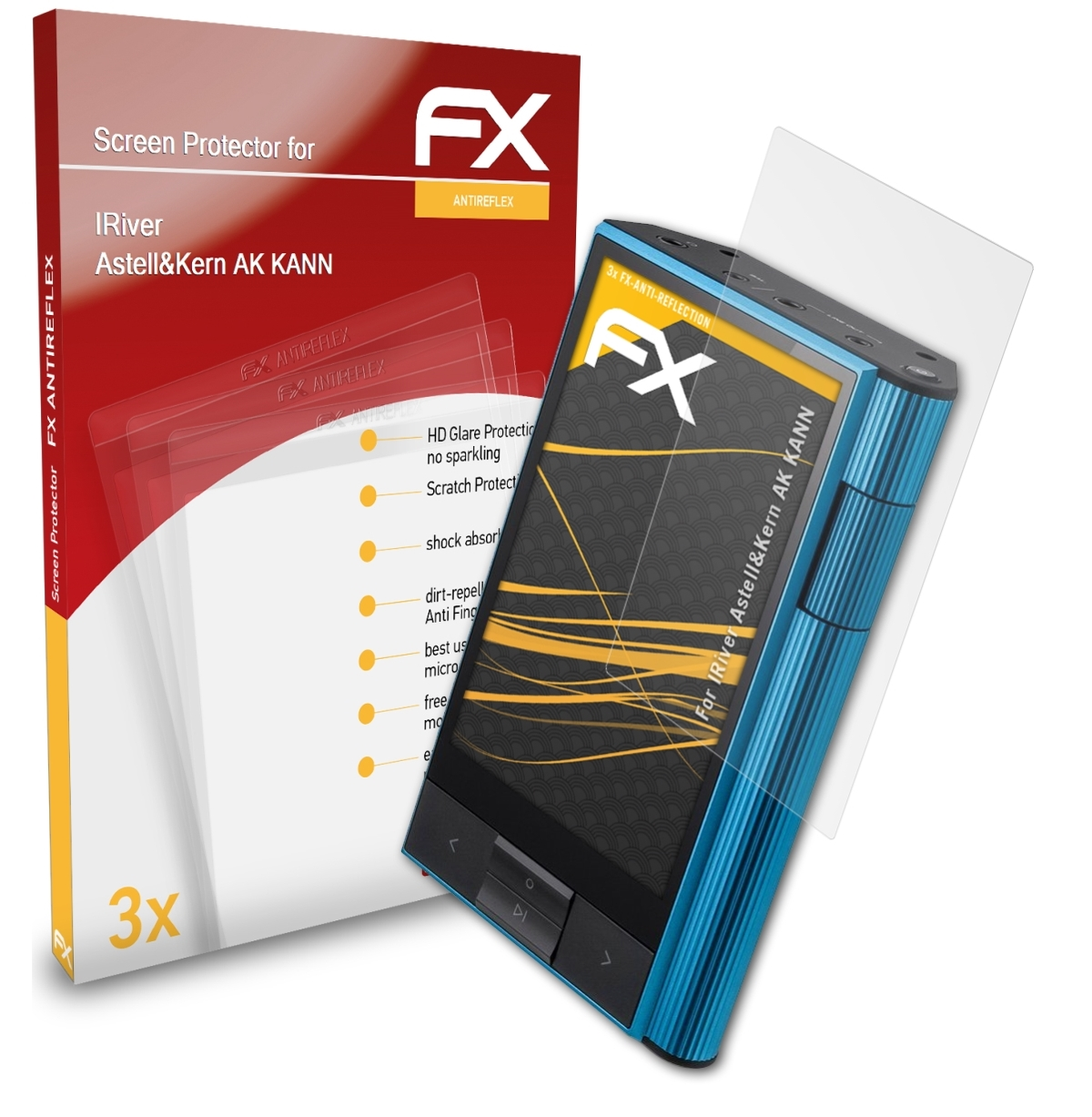 ATFOLIX 3x FX-Antireflex Displayschutz(für Astell&Kern AK KANN) IRiver