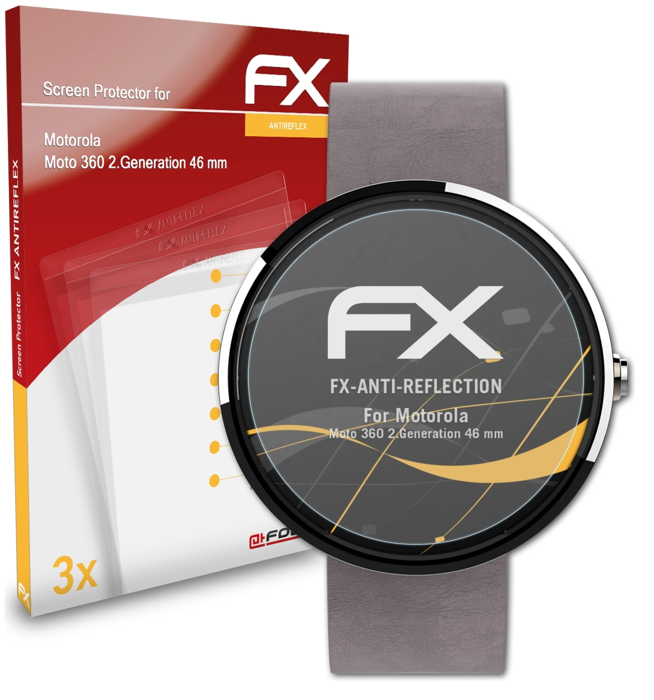 ATFOLIX 3x FX-Antireflex 360 Motorola Moto 2.Generation (46 mm)) Displayschutz(für