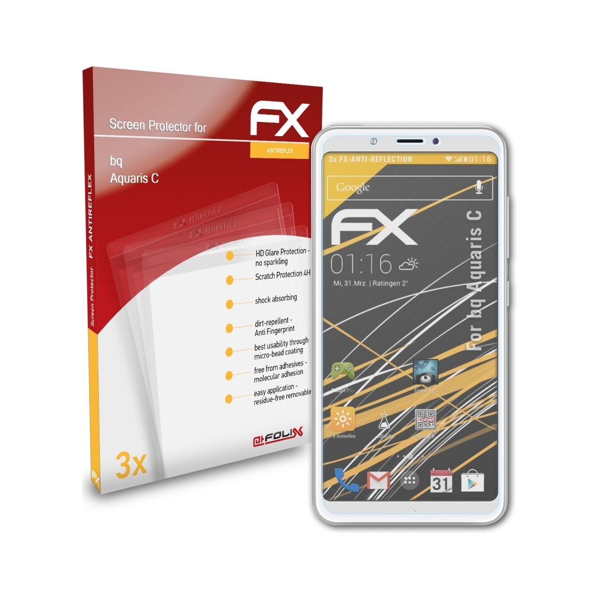 FX-Antireflex bq ATFOLIX Aquaris Displayschutz(für C) 3x