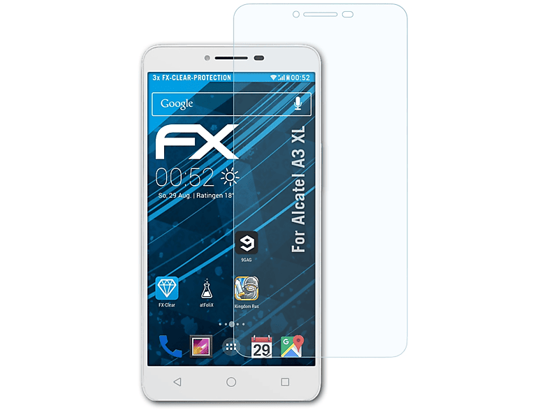 Alcatel 3x ATFOLIX XL) A3 Displayschutz(für FX-Clear