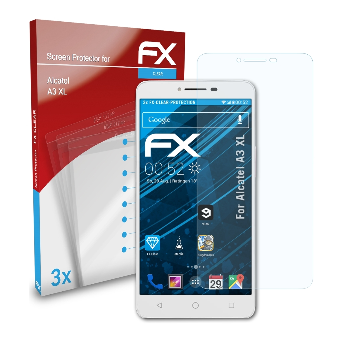Alcatel 3x ATFOLIX XL) A3 Displayschutz(für FX-Clear