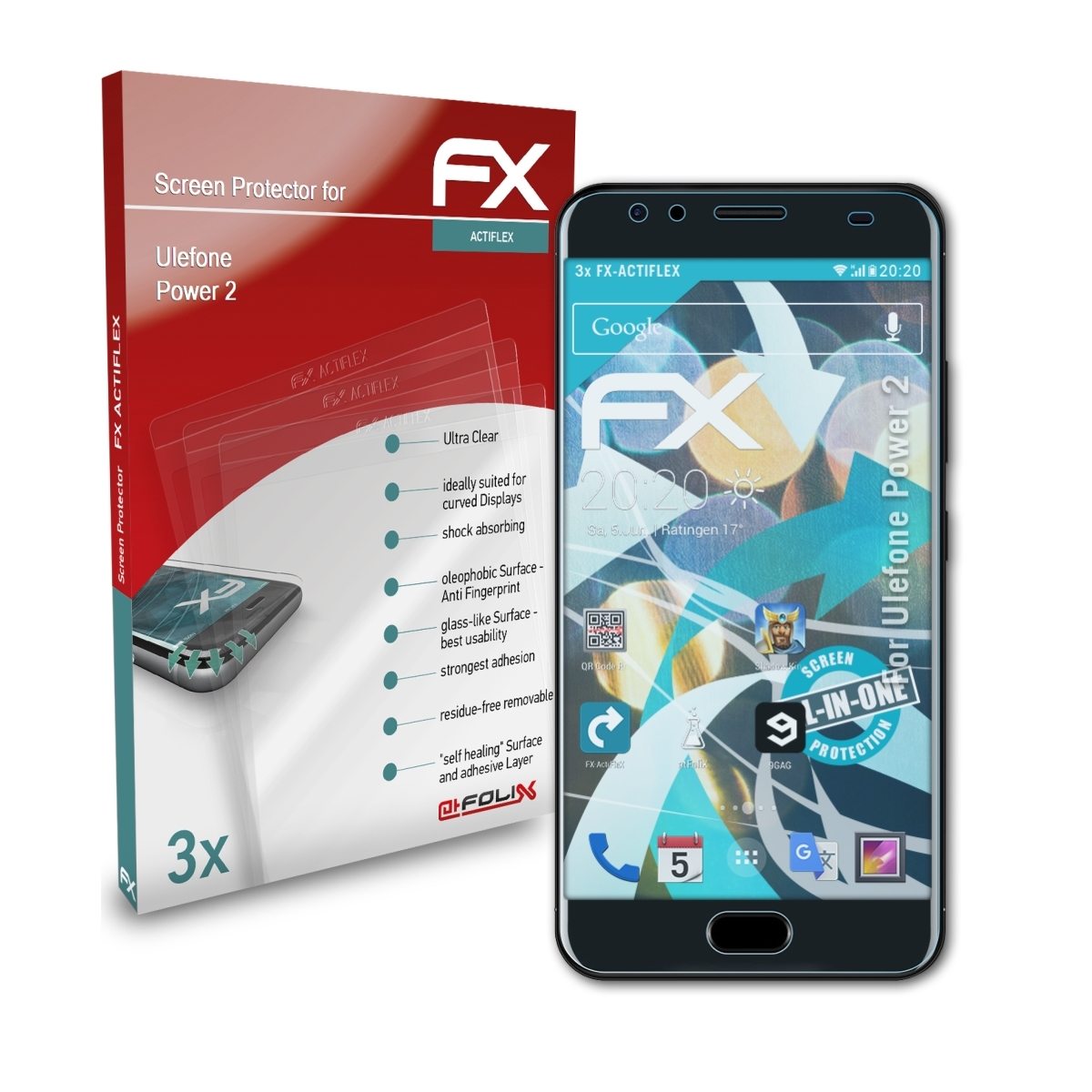 ATFOLIX 3x FX-ActiFleX Power Displayschutz(für 2) Ulefone