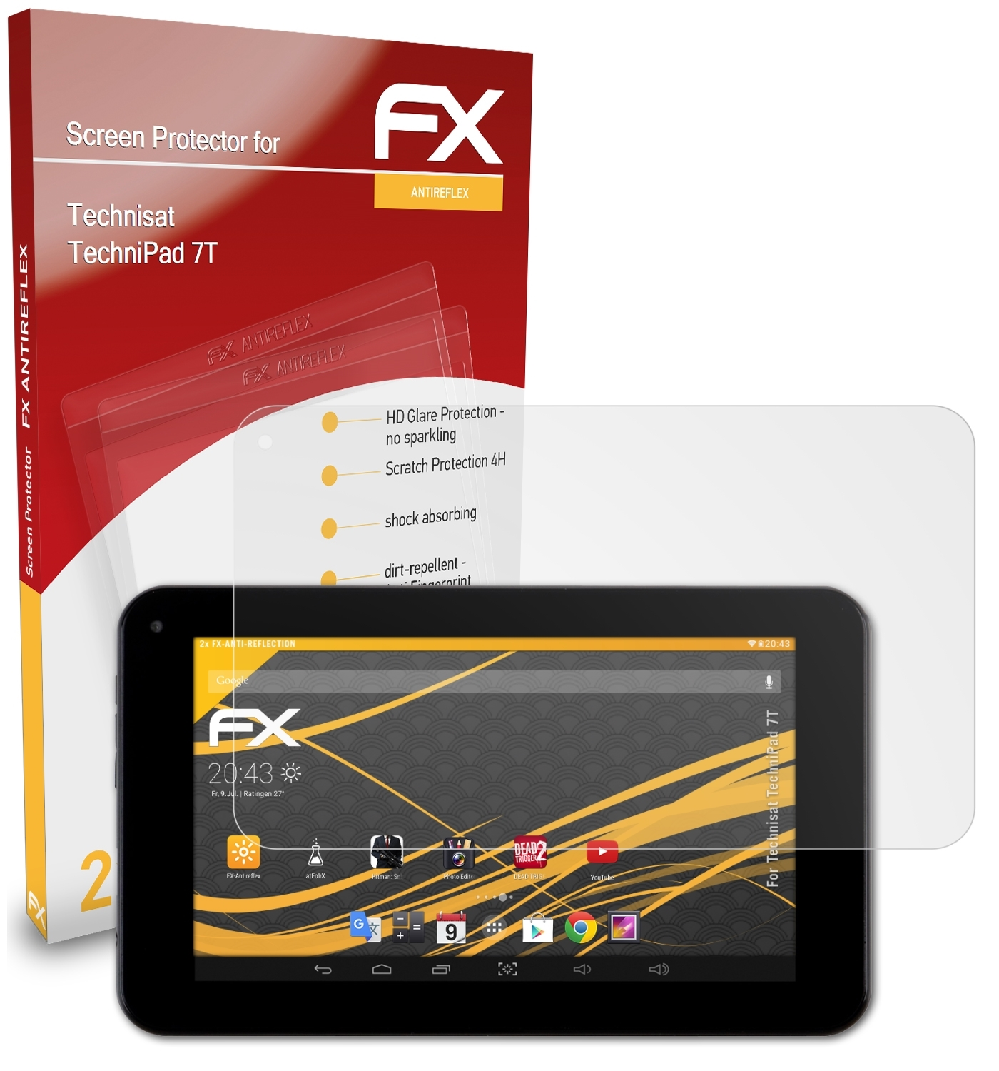 ATFOLIX 2x FX-Antireflex TechniPad Displayschutz(für Technisat 7T)