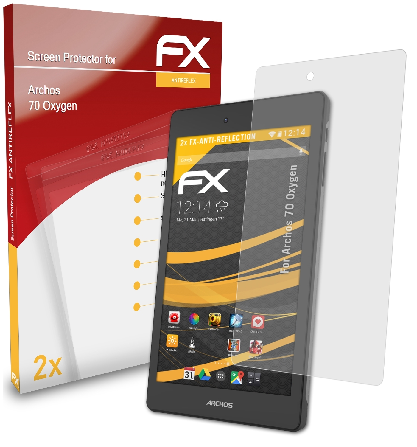 Oxygen) FX-Antireflex ATFOLIX Archos Displayschutz(für 2x 70