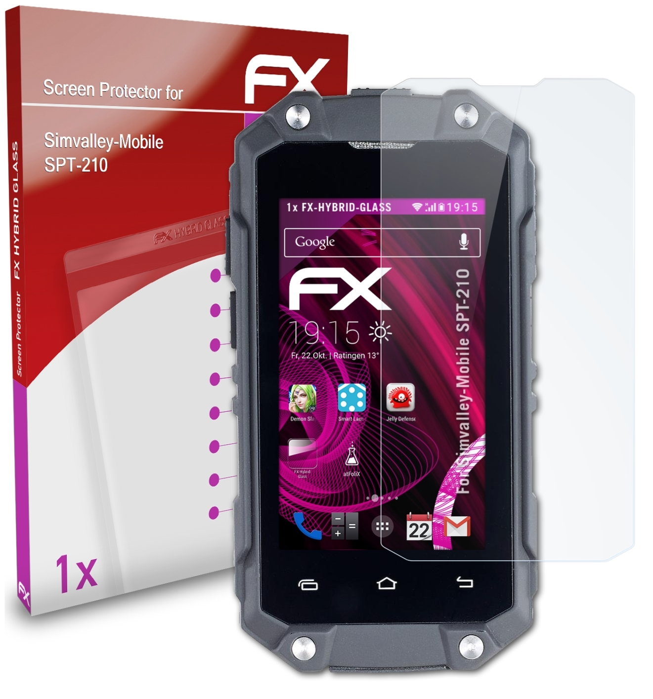 ATFOLIX FX-Hybrid-Glass Schutzglas(für SPT-210) Simvalley-Mobile