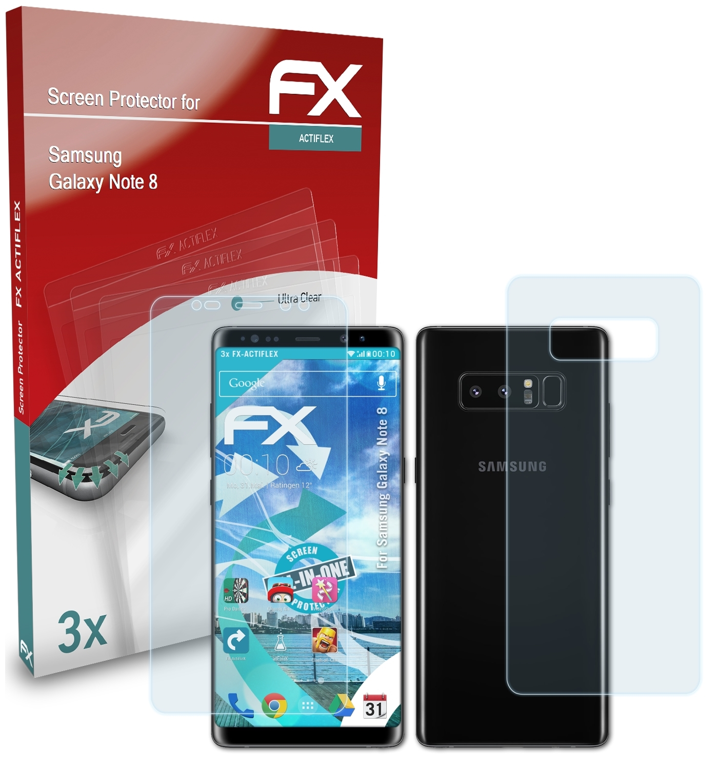 ATFOLIX 3x FX-ActiFleX Displayschutz(für 8) Samsung Note Galaxy