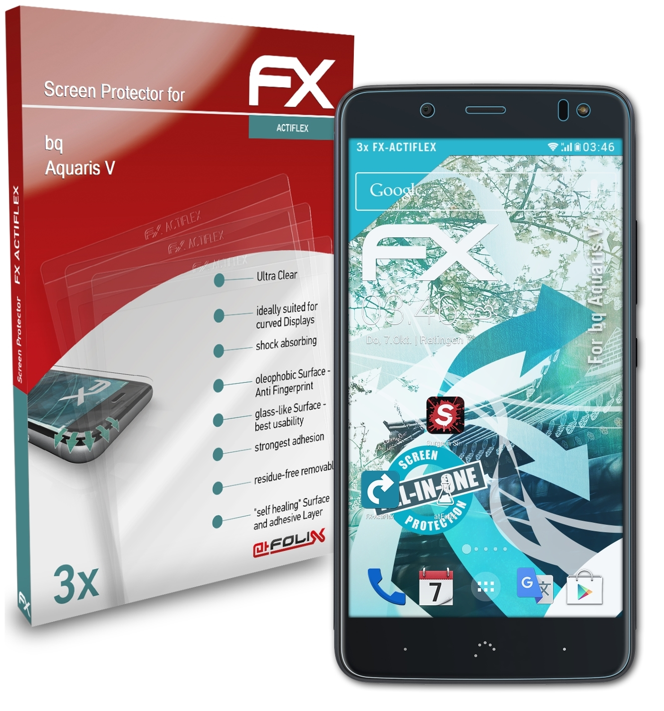 bq ATFOLIX Aquaris FX-ActiFleX 3x Displayschutz(für V)