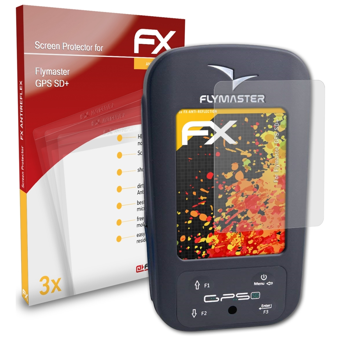 GPS 3x ATFOLIX FX-Antireflex Displayschutz(für SD+) Flymaster
