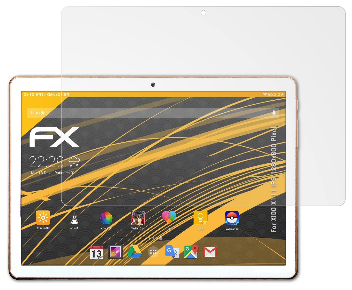 ATFOLIX 2x FX-Antireflex Pixel)) XIDO Displayschutz(für X111 IPS (1280x800