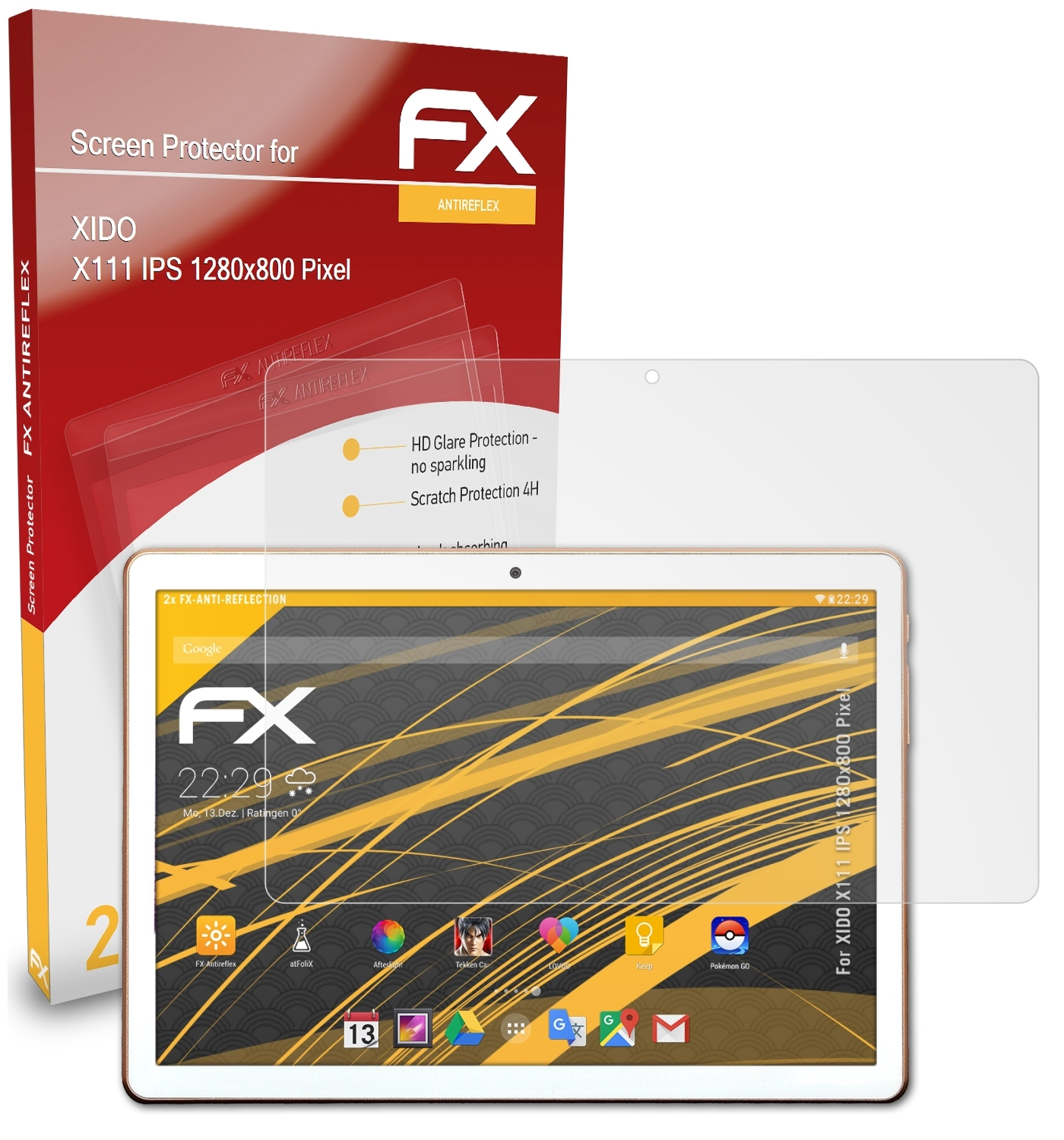 ATFOLIX 2x FX-Antireflex Pixel)) XIDO Displayschutz(für X111 IPS (1280x800