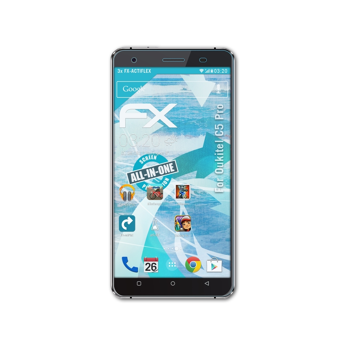 Oukitel Pro) 3x FX-ActiFleX C5 Displayschutz(für ATFOLIX