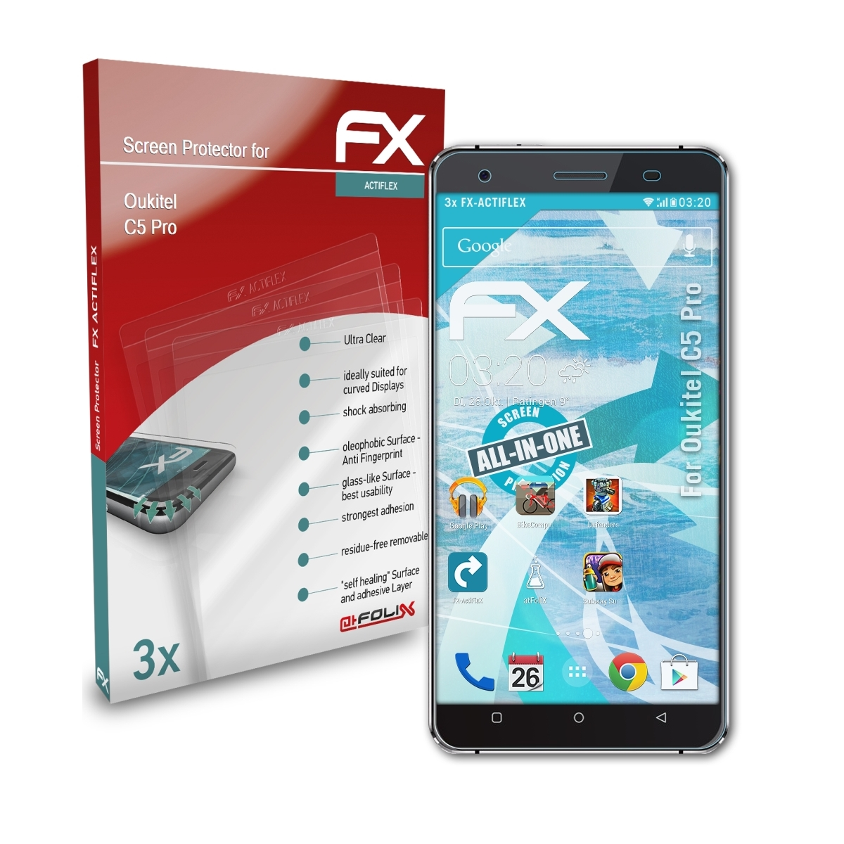 FX-ActiFleX Oukitel C5 Displayschutz(für Pro) ATFOLIX 3x