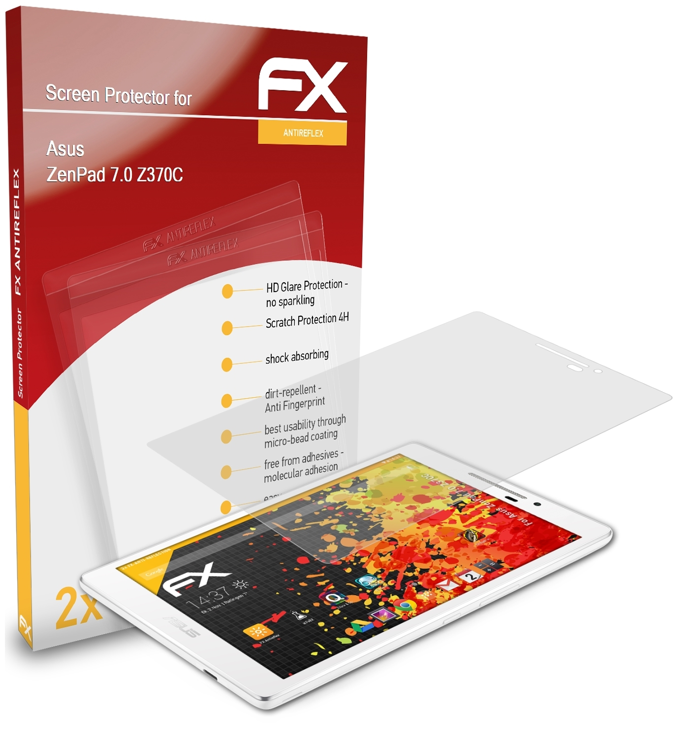 ATFOLIX Asus Displayschutz(für FX-Antireflex (Z370C)) ZenPad 7.0 2x