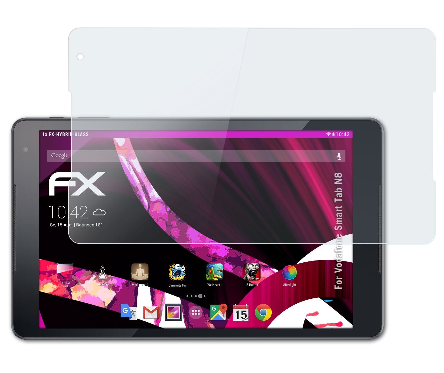 ATFOLIX FX-Hybrid-Glass Schutzglas(für Vodafone Smart Tab N8)
