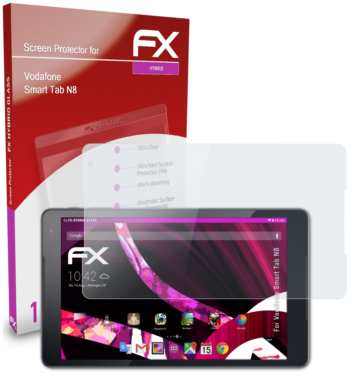 ATFOLIX FX-Hybrid-Glass Schutzglas(für Vodafone N8) Smart Tab