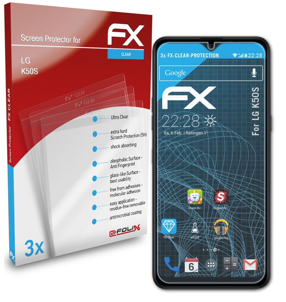 ATFOLIX 3x K50S) FX-Clear LG Displayschutz(für