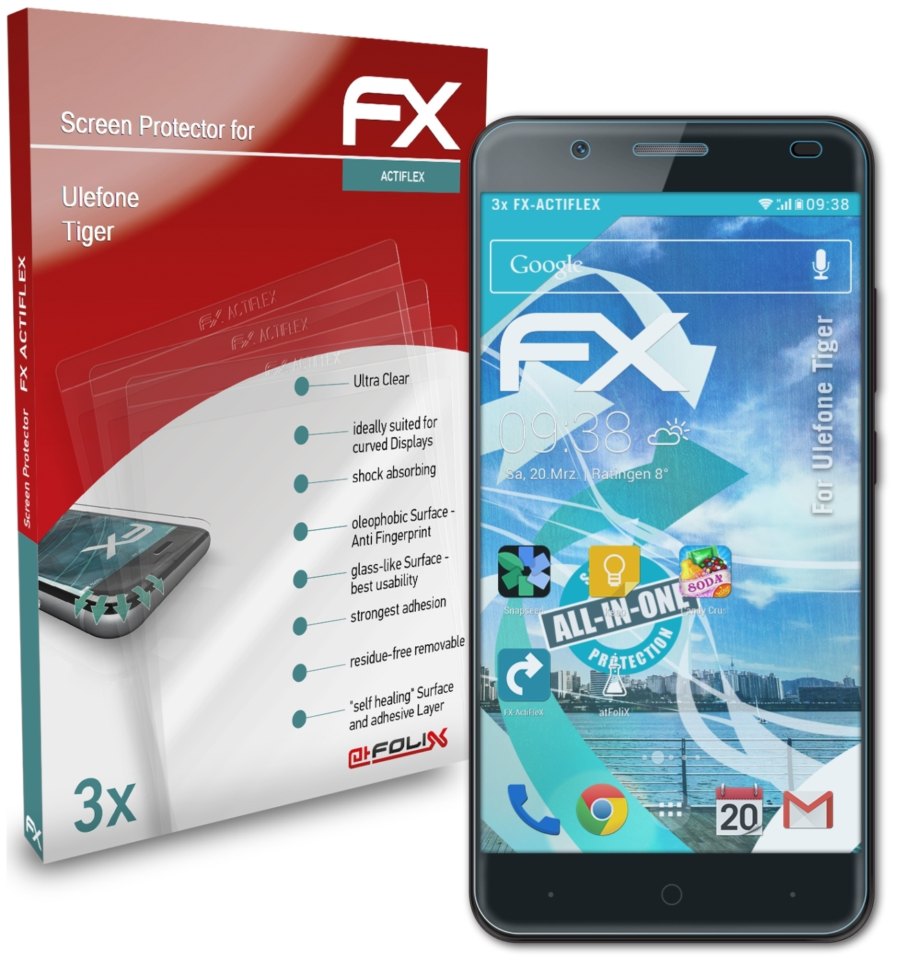 ATFOLIX 3x FX-ActiFleX Tiger) Displayschutz(für Ulefone