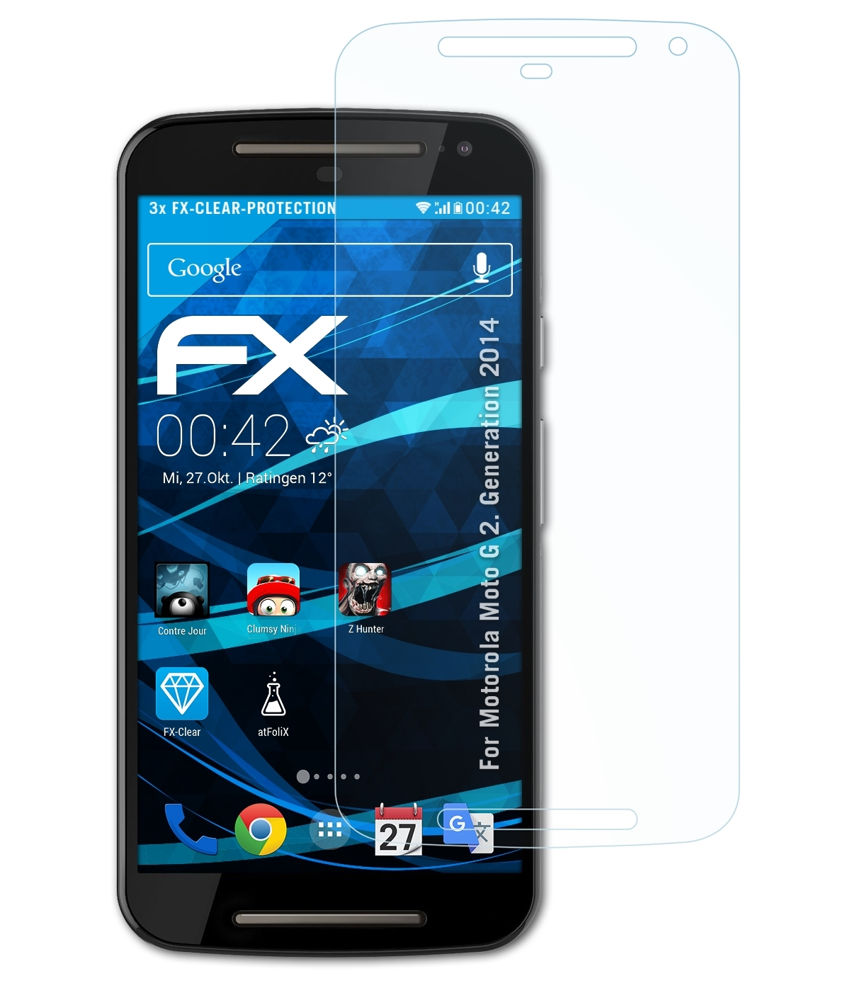 ATFOLIX 3x Generation Moto Motorola Displayschutz(für FX-Clear 2014)) (2. G
