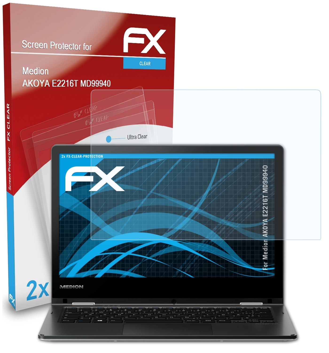 ATFOLIX 2x FX-Clear Displayschutz(für (MD99940)) Medion AKOYA E2216T