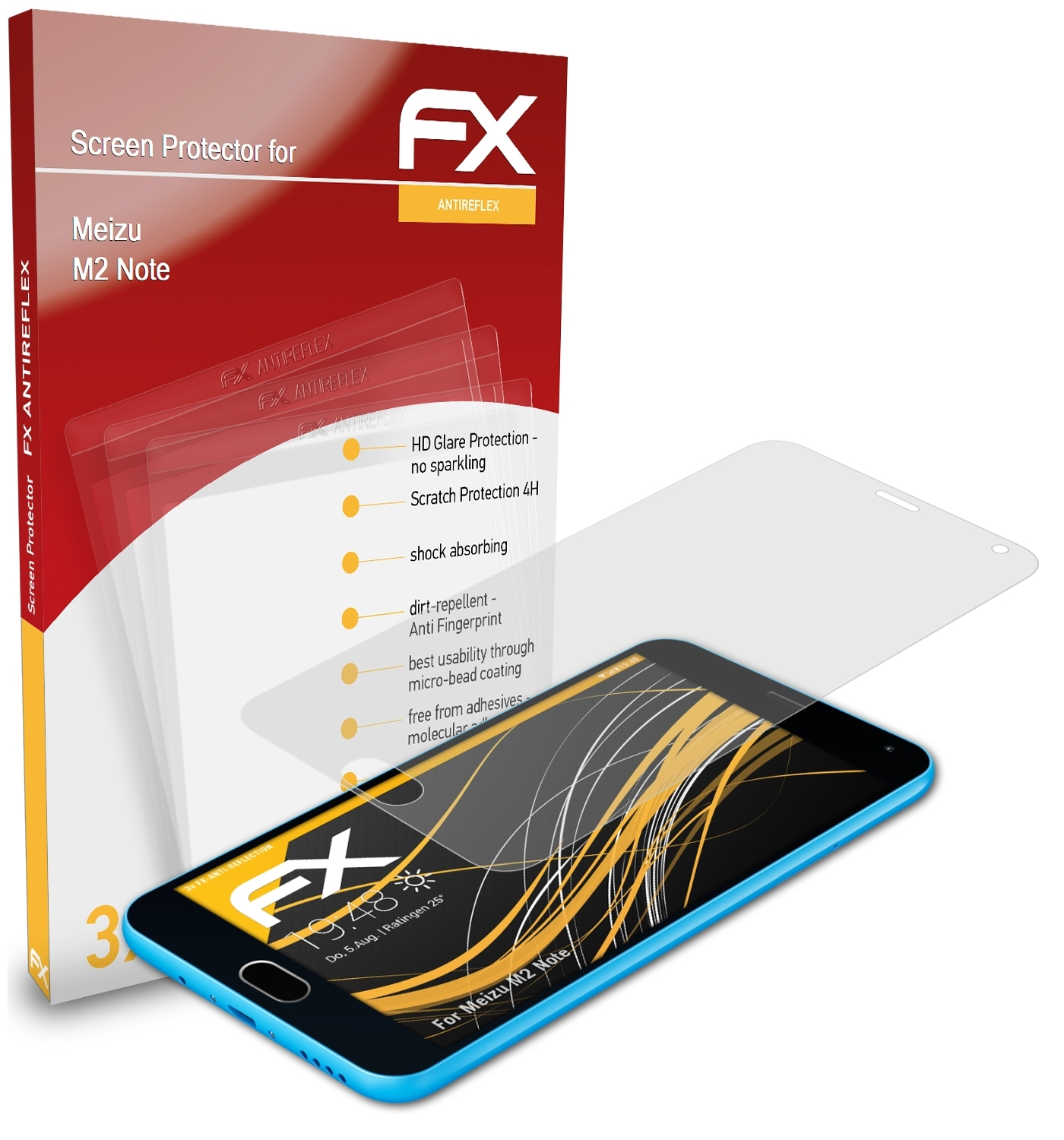 ATFOLIX 3x Note) M2 Displayschutz(für Meizu FX-Antireflex