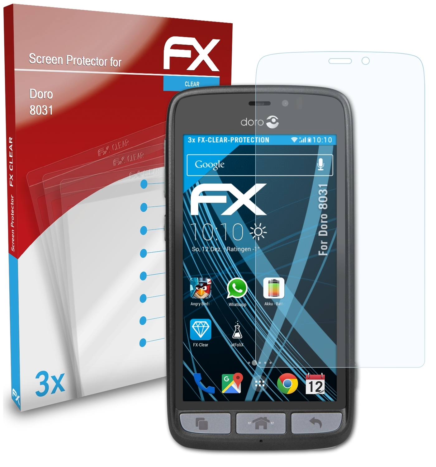 ATFOLIX 3x FX-Clear Displayschutz(für Doro 8031)