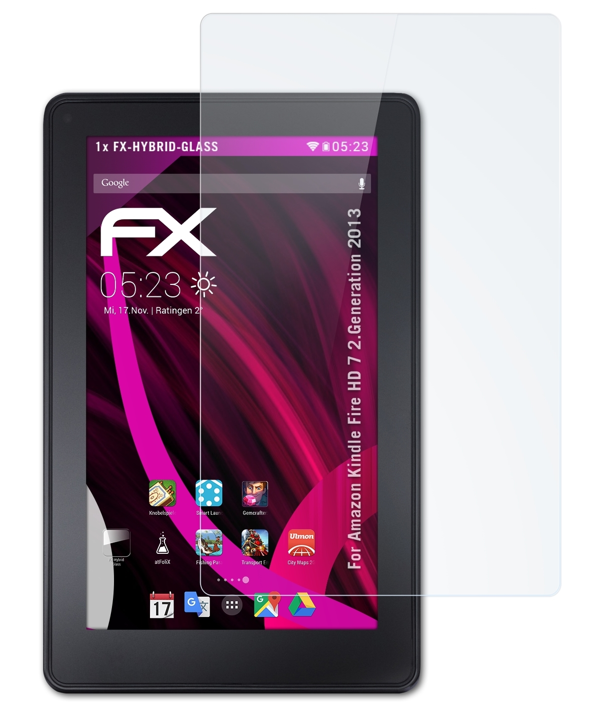 Schutzglas(für Amazon Fire HD (2.Generation FX-Hybrid-Glass 2013)) Kindle 7 ATFOLIX