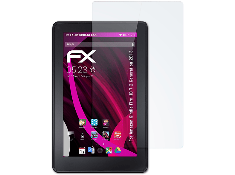 Schutzglas(für 2013)) HD Fire ATFOLIX FX-Hybrid-Glass Kindle (2.Generation 7 Amazon