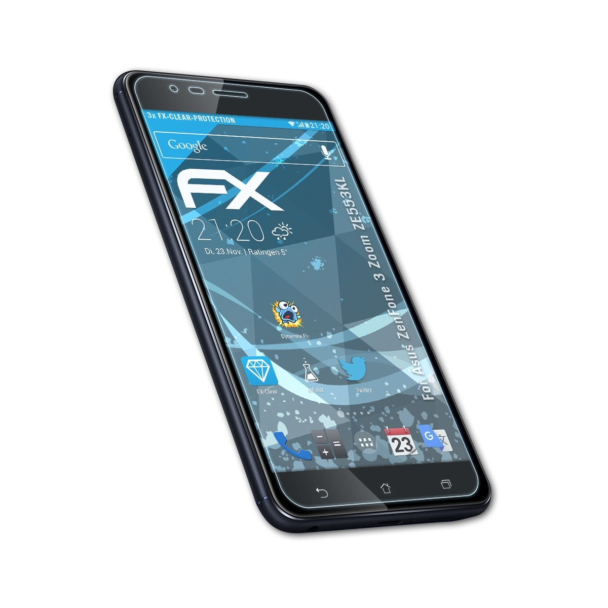 ATFOLIX 3x FX-Clear Asus Zoom Displayschutz(für ZenFone (ZE553KL)) 3