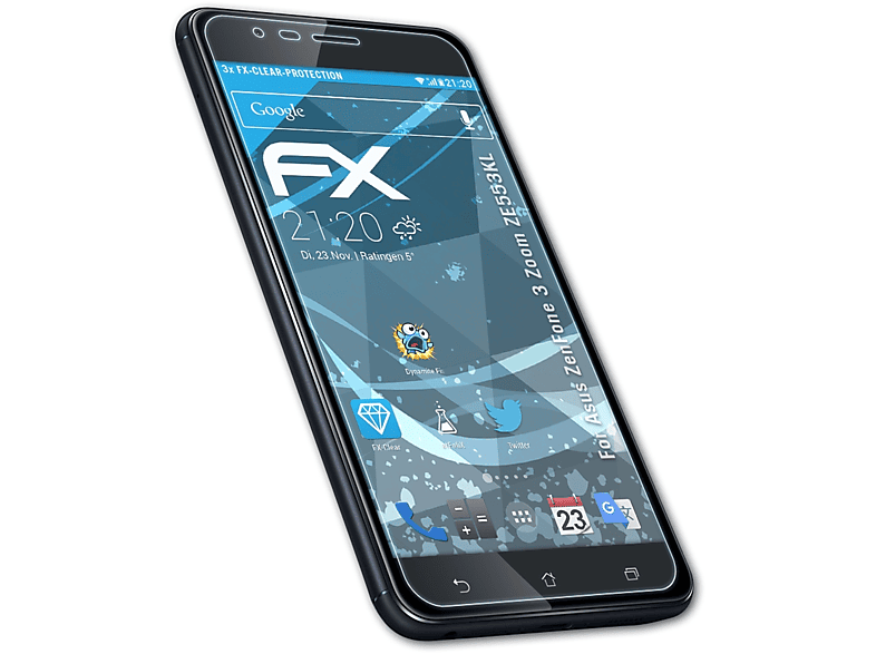 ATFOLIX 3x FX-Clear Displayschutz(für Asus ZenFone 3 Zoom (ZE553KL))