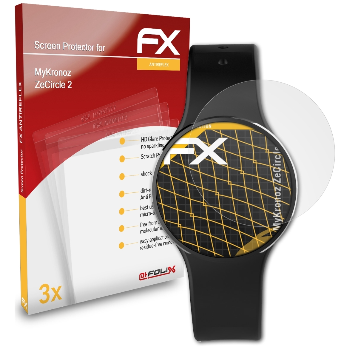 ATFOLIX 3x FX-Antireflex Displayschutz(für MyKronoz ZeCircle 2)