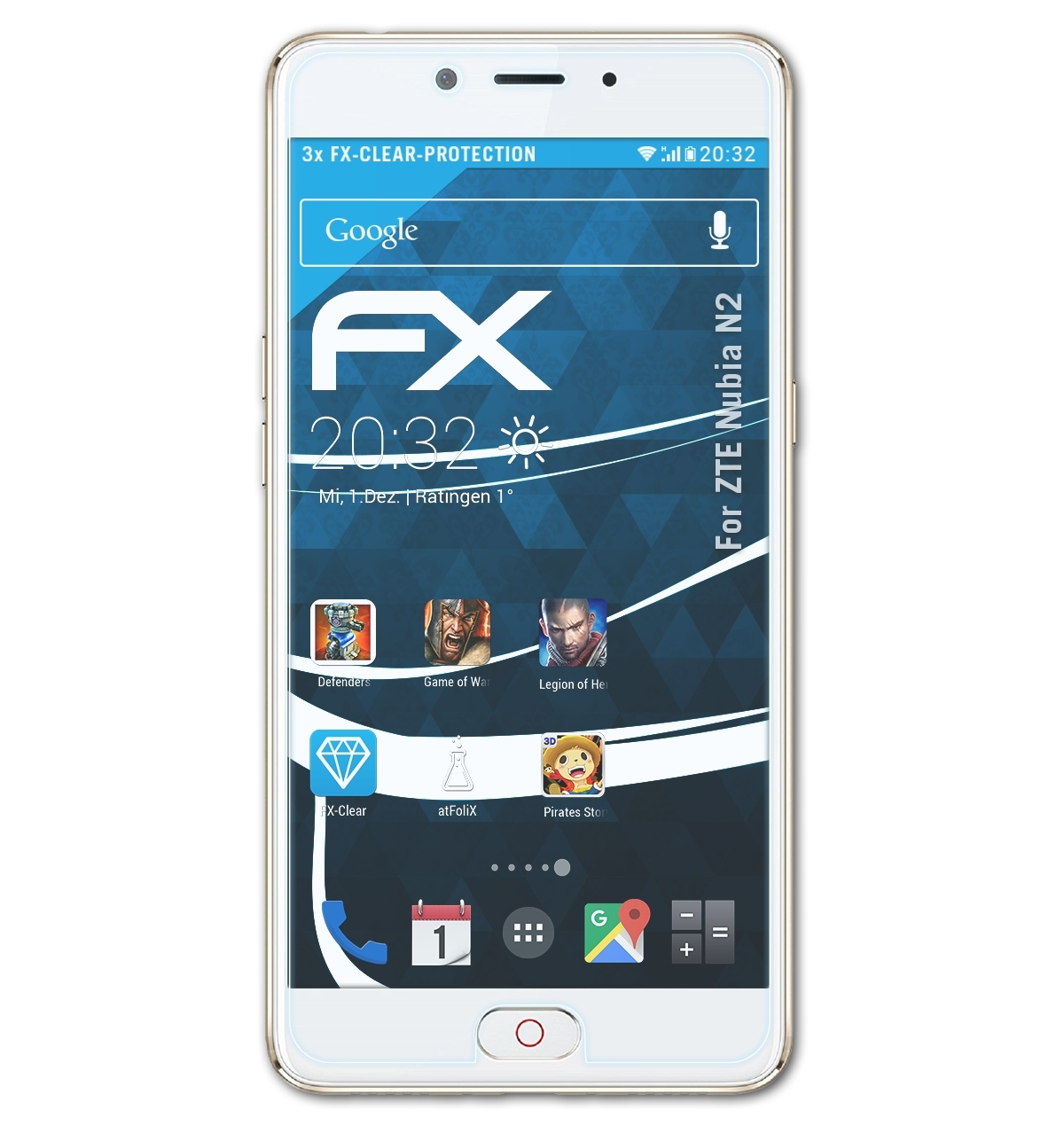 ATFOLIX 3x FX-Clear Displayschutz(für ZTE Nubia N2)