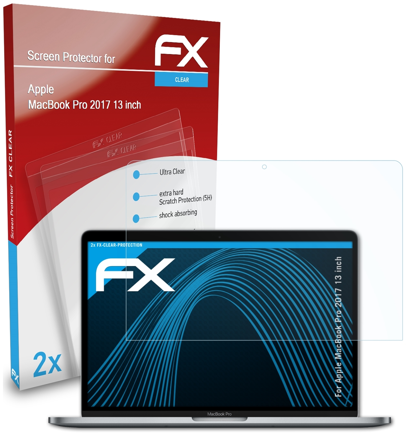 ATFOLIX 2x FX-Clear Displayschutz(für MacBook Pro inch) 2017 Apple 13
