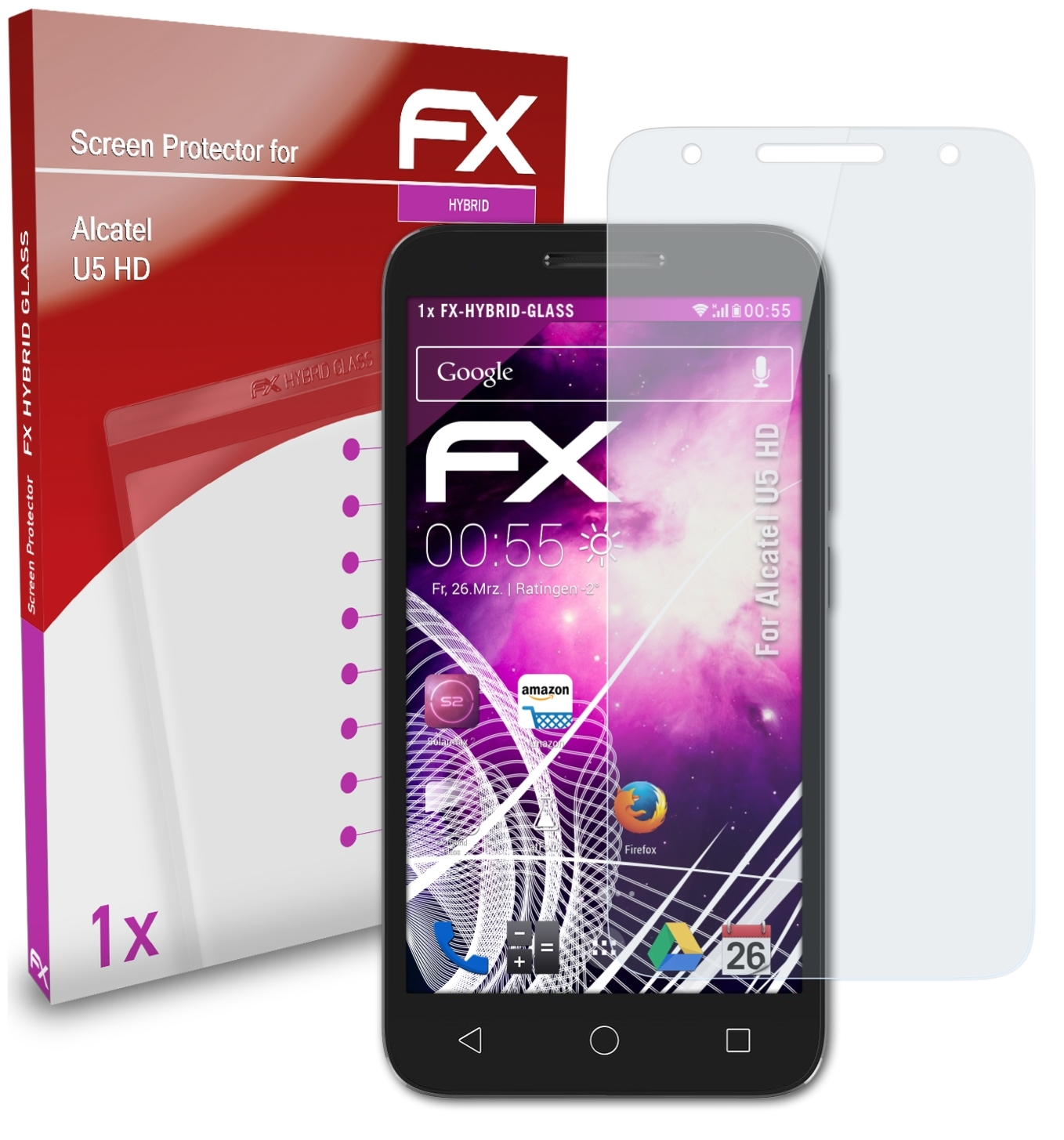 ATFOLIX FX-Hybrid-Glass Alcatel HD) U5 Schutzglas(für