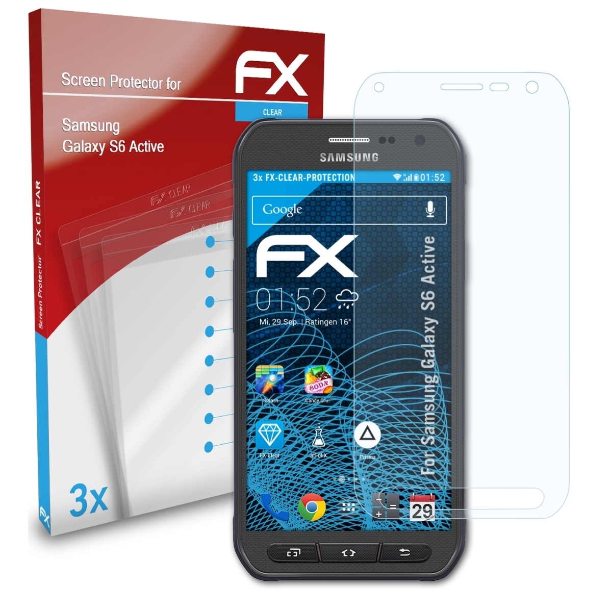 ATFOLIX 3x FX-Clear Displayschutz(für Samsung Galaxy Active) S6
