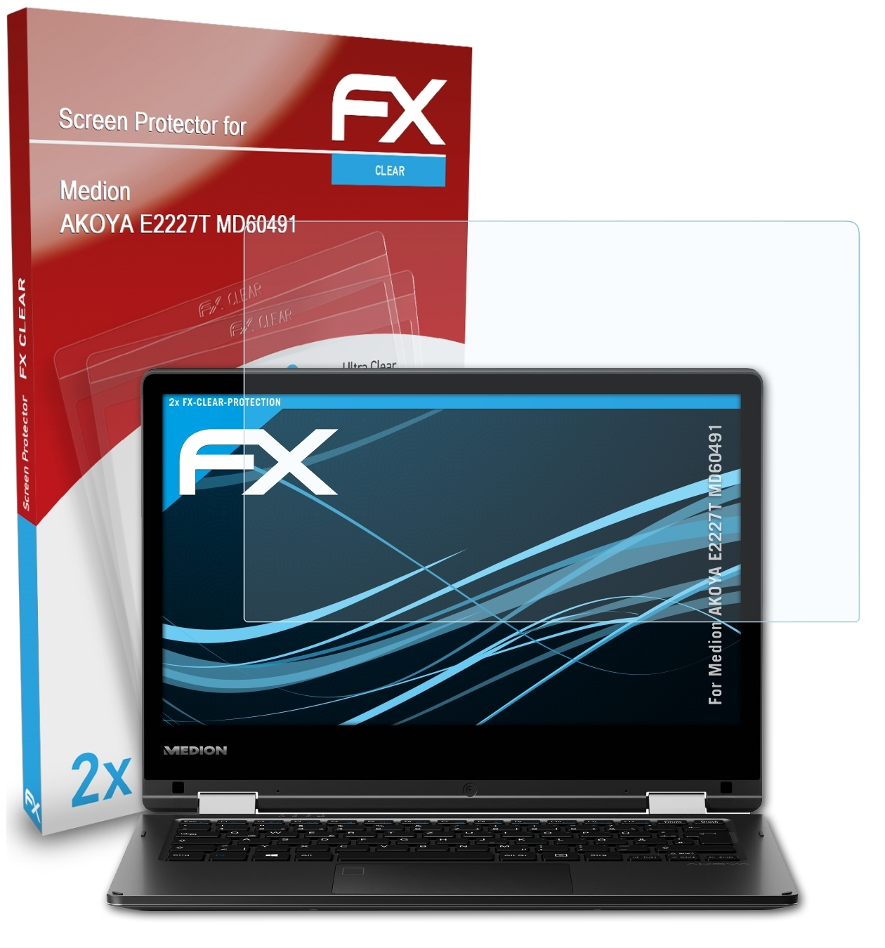 ATFOLIX 2x FX-Clear E2227T (MD60491)) AKOYA Displayschutz(für Medion