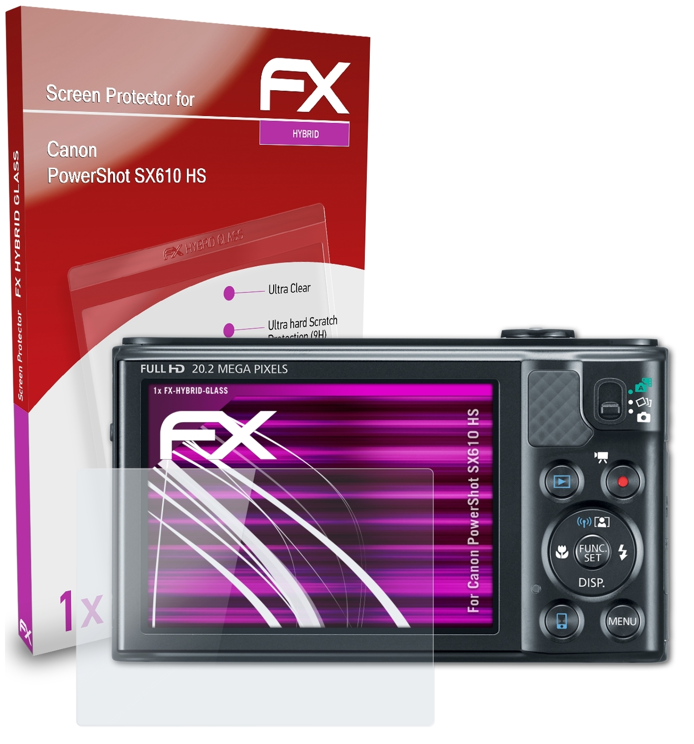 SX610 PowerShot Schutzglas(für FX-Hybrid-Glass Canon ATFOLIX HS)