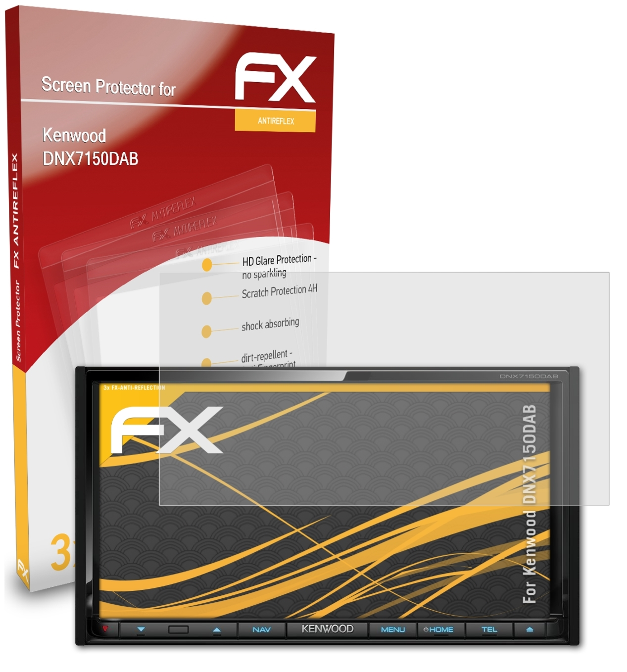DNX7150DAB) FX-Antireflex Displayschutz(für 3x ATFOLIX Kenwood