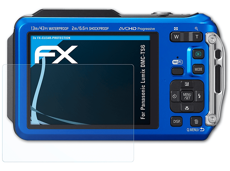 3x Lumix Panasonic Displayschutz(für ATFOLIX DMC-TS6) FX-Clear