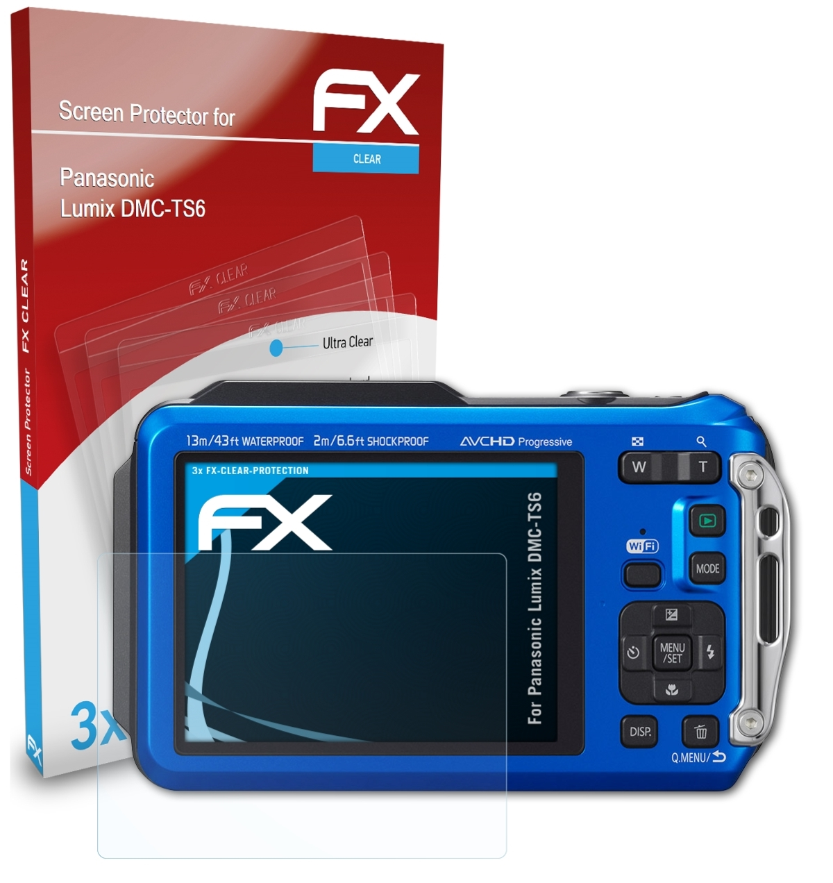 3x Lumix Displayschutz(für ATFOLIX FX-Clear Panasonic DMC-TS6)