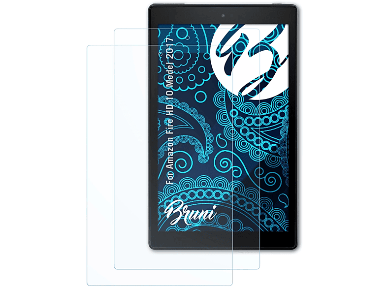 BRUNI 2x Basics-Clear Schutzfolie(für Amazon Fire HD 10 (Model 2017))