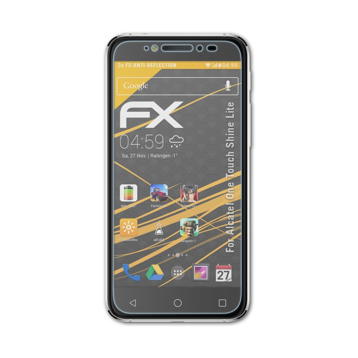 ATFOLIX 3x FX-Antireflex Alcatel Shine One Displayschutz(für Lite) Touch