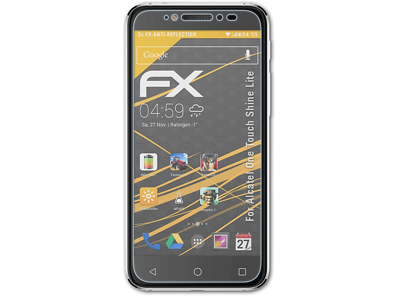 FX-Antireflex ATFOLIX Lite) One Shine 3x Touch Displayschutz(für Alcatel