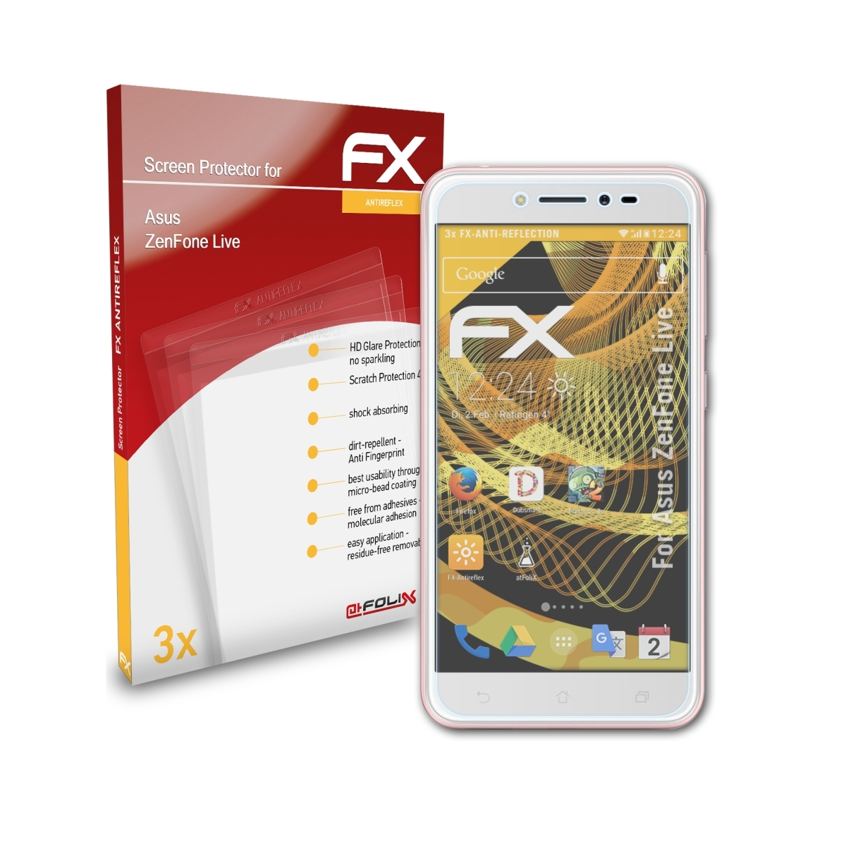 ATFOLIX 3x FX-Antireflex Displayschutz(für ZenFone Asus Live)