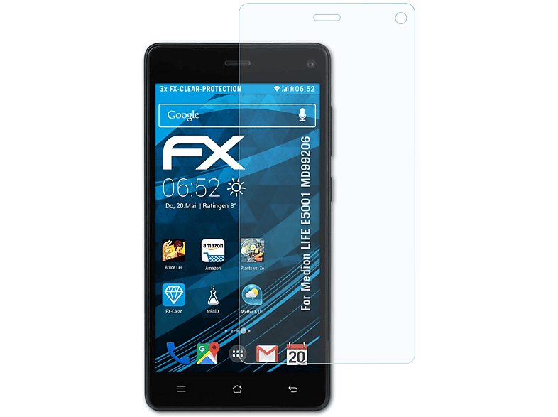 ATFOLIX 3x FX-Clear Displayschutz(für Medion LIFE E5001 (MD99206))